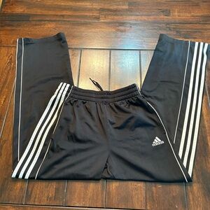 Adidas Kids Black Joggers with White Stripes